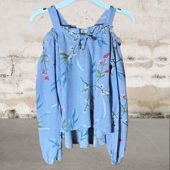 Persaya Girl NWT Cold Shoulder Floral Purple Top- Size Small (6/6X) - Picture 1 of 7